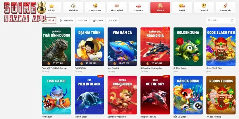 Bắn cá là sảnh đổi thưởng có số lượt truy cập nhiều nhất